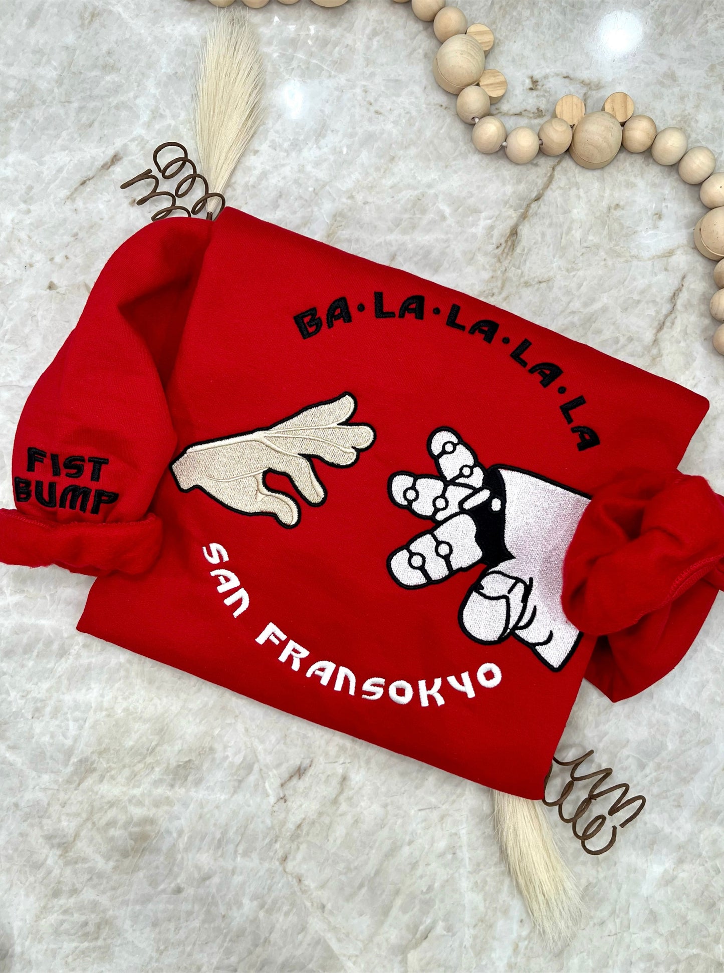 Fist Bump Crewneck- Black/White Letters